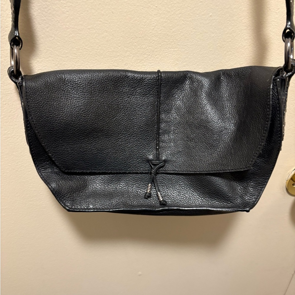 VIA SPIGA black leather crossbody purse
